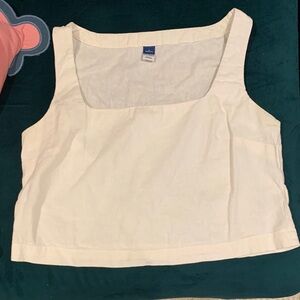 Old Navy white Square-Neck Linen Tank Top